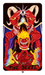 The Devil card from Dang Olsen Dream Tarot featuring a fiery demonic figure manipulating smaller figures, rendered in bold, intense psychedelic indie tarot imagery