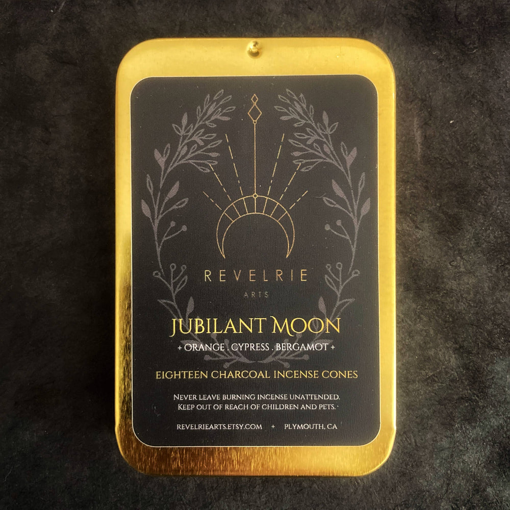 Jubilant Moon - Charcoal Incense Cones In Gold Tin 