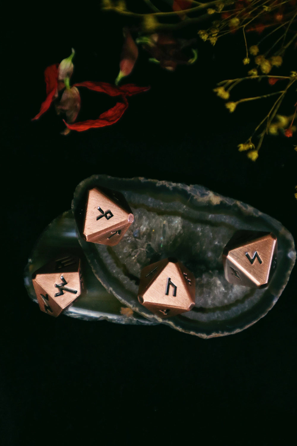 Green Glyphs Runic Dice 