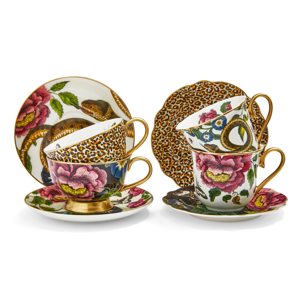 Creatures of Curiosity Dark Floral Teacup and Saucer