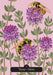 Oracle card featuring flowering thyme with yellow wasps symbolizing courage, determination, and inner strength.