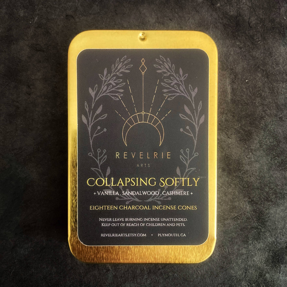 Collapsing Softly - Charcoal Incense Cones In Gold Tin