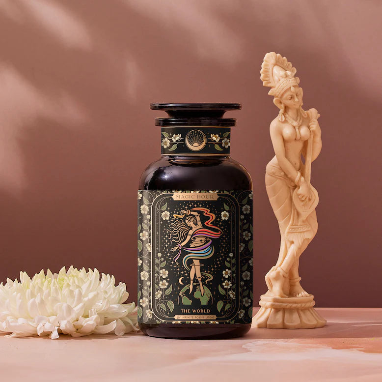 The World: Tea of Infinite Possibiliteas — Violet Glass Apothecary Jar