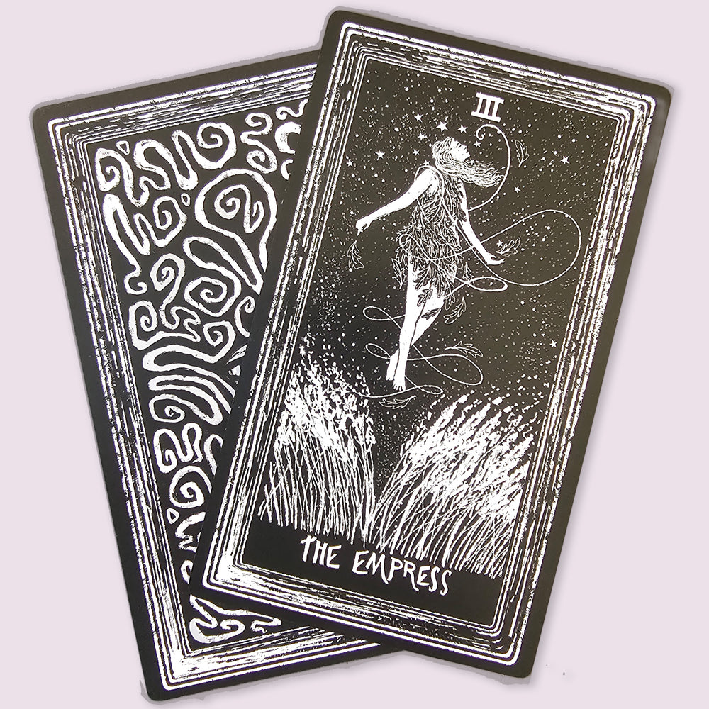 Night Visions Tarot The Empress card illustrated in a starry night landscape with flowing figure and organic lines