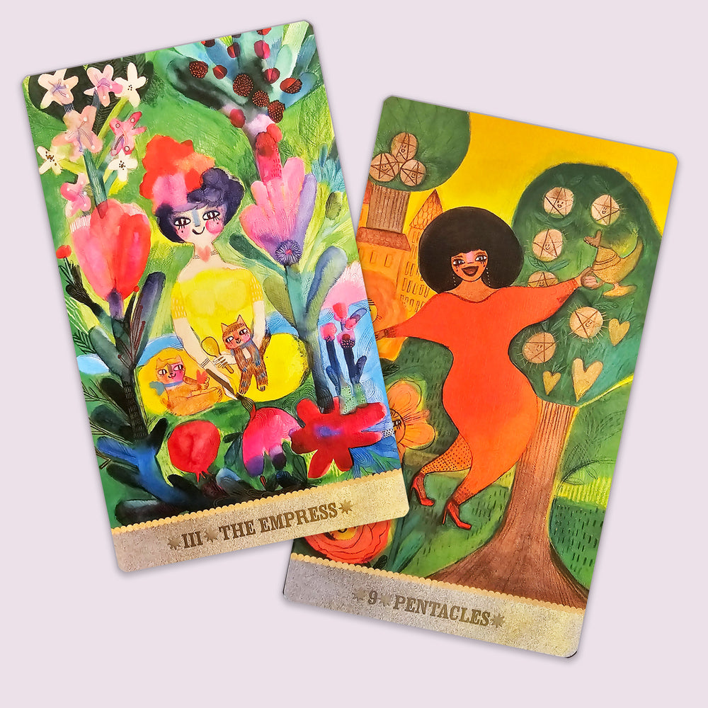 The Empress and Nine of Pentacles cards from the Playful Heart Tarot