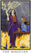 The Magician tarot card from The Modern Queer Tarot depicting Susan Sontag, holding a lightning bolt beside a table of tools, representing intellect, creative power, and transformation.