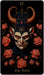 Secret Garden Tarot Devil card illustrated as a horned figure framed by red roses against a dark background.