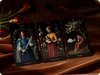 Three Secret Garden Tarot cards shown together, emphasizing detailed artwork and the deck’s cohesive visual style.