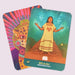 Oxlajuj, the Thirteenth Cycle card from The Mayan Oracle featuring a spiritual figure receiving ancestral guidance before a sacred pyramid beneath glowing stars.
