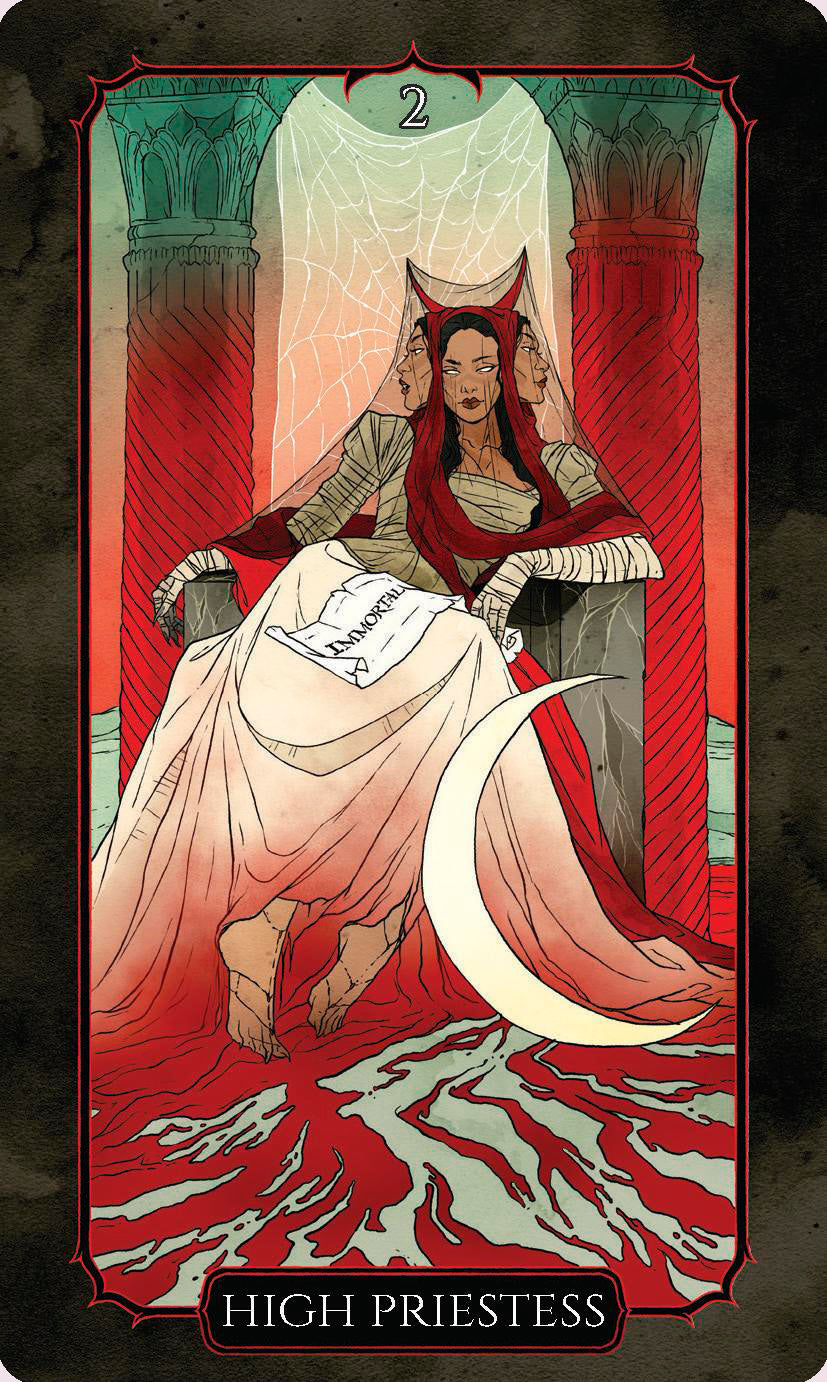High Priestess card from The Vampire’s Tale Tarot by Sasha Graham and Abigail Larson