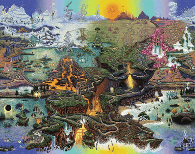 Oracle of Many Paths full 78-card panoramic map assembled into one immersive fantasy landscape by James R. Eads.