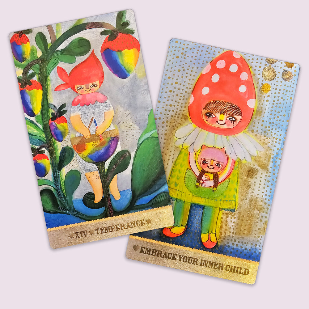 Temperance and Embrace Your Inner Child cards from the Playful Heart Tarot