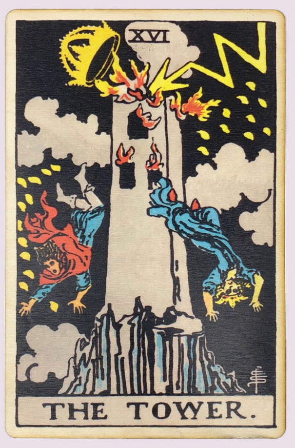 The Tower – Wooden Tarot Art