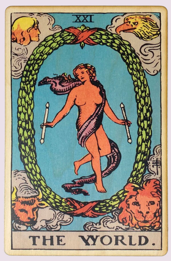 The World – Wooden Tarot Art