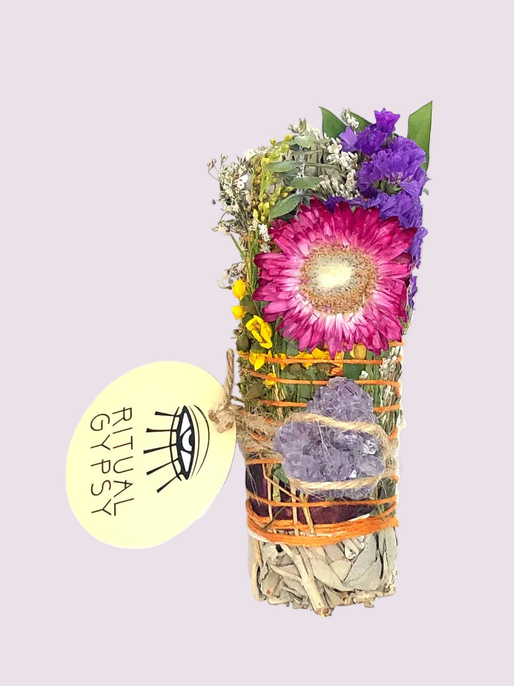 Ritual Wand + Amethyst 4" White Sage Smudge Stick