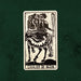 Cavalier de Baton (Knight of Batons) card from the Lux Tarot, featuring a mounted rider in bold hand-carved linocut artwork.