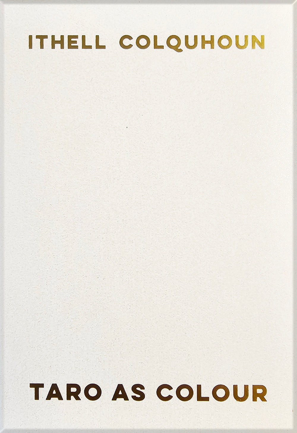 Book cover of 'Taro as Colour' by Ithell Colquhoun with a white background and gold text.