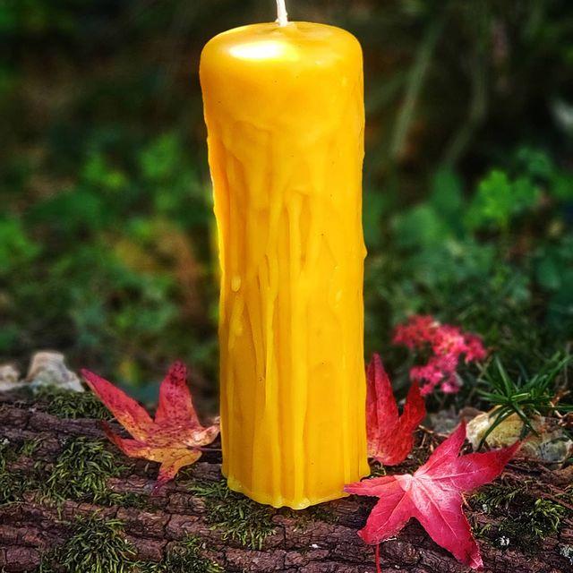 Mithras Chrysalis - hand dripped Byzantine Beeswax Candles. 2.2" Base Candles