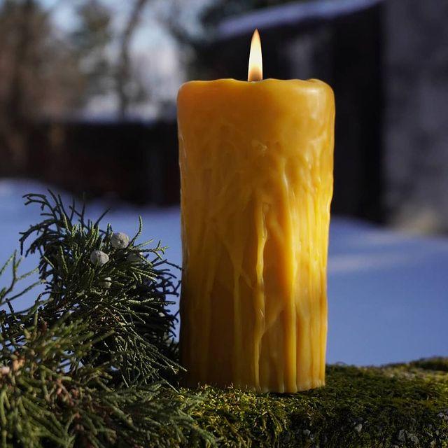 Mithras Halcyon - hand dripped Byzantine Beeswax Candles. 3.2" base Candles