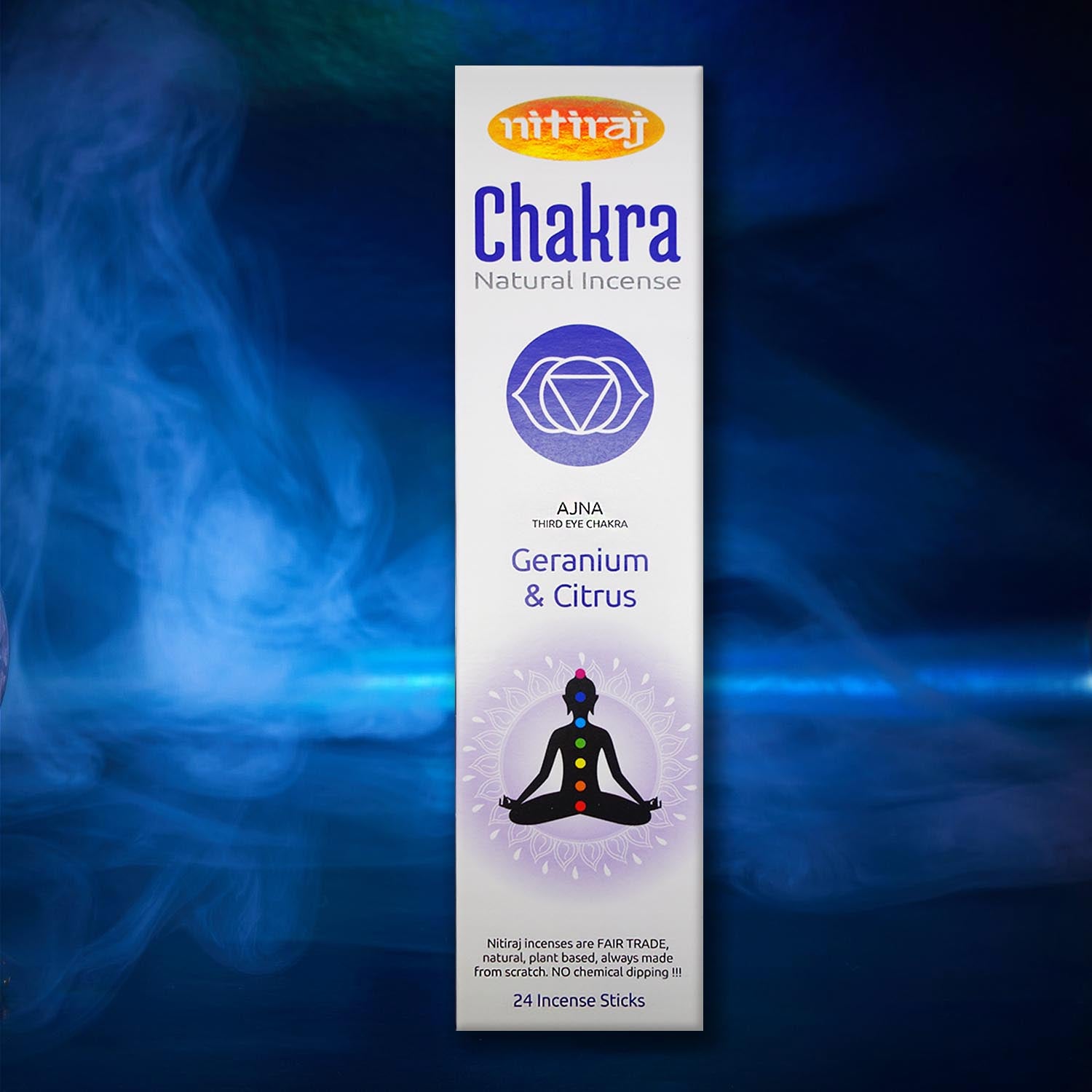 Nitiraj Natural Chakra Incense - Geranium & Citrus - Third Eye Chakra Incense