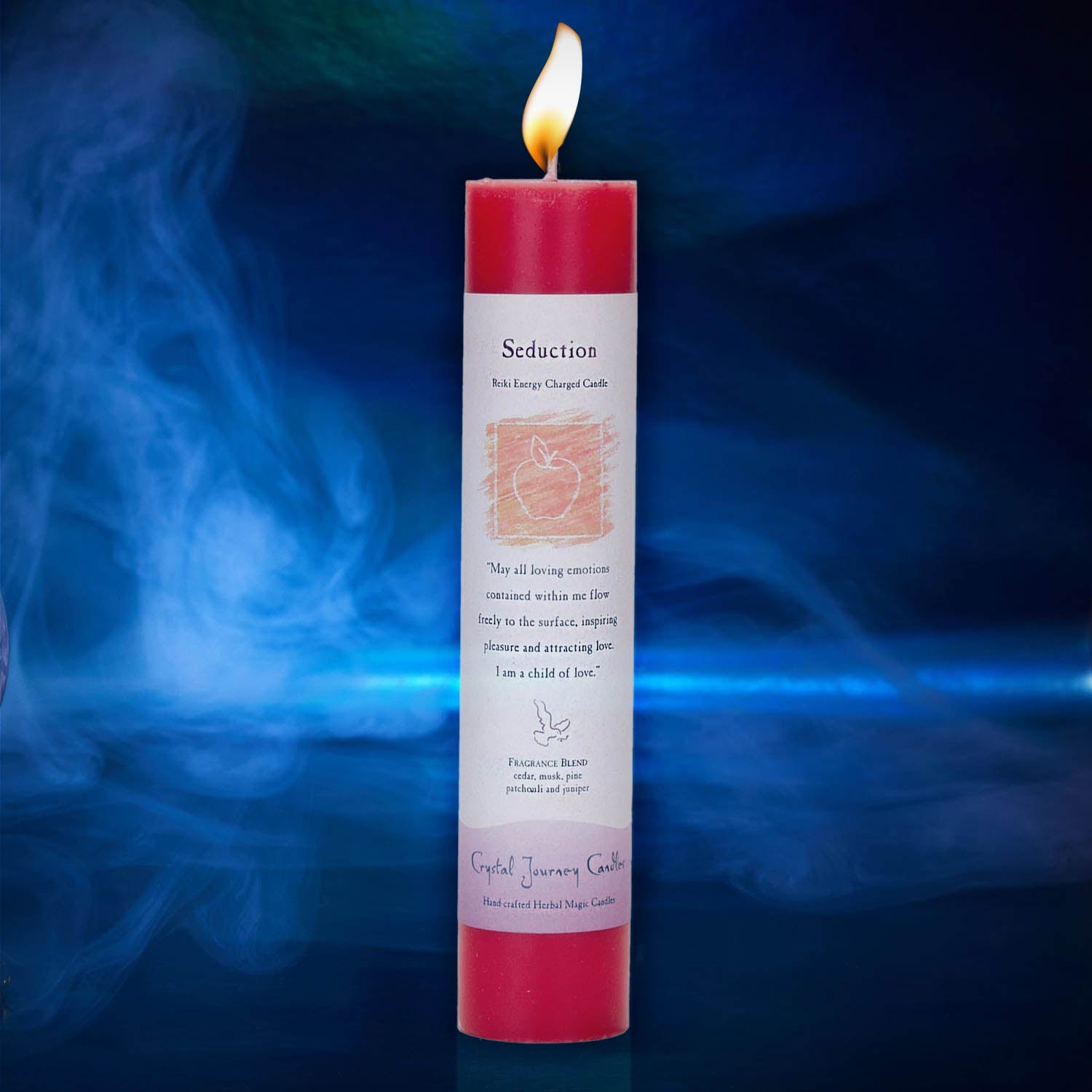 Crystal Journey Reiki Charged Herbal Magic Pillar Candle - Seduction Candles
