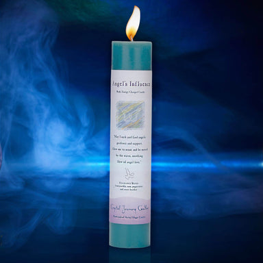 Crystal Journey Reiki Charged Herbal Magic Pillar Candle - Angel's Influence Candles