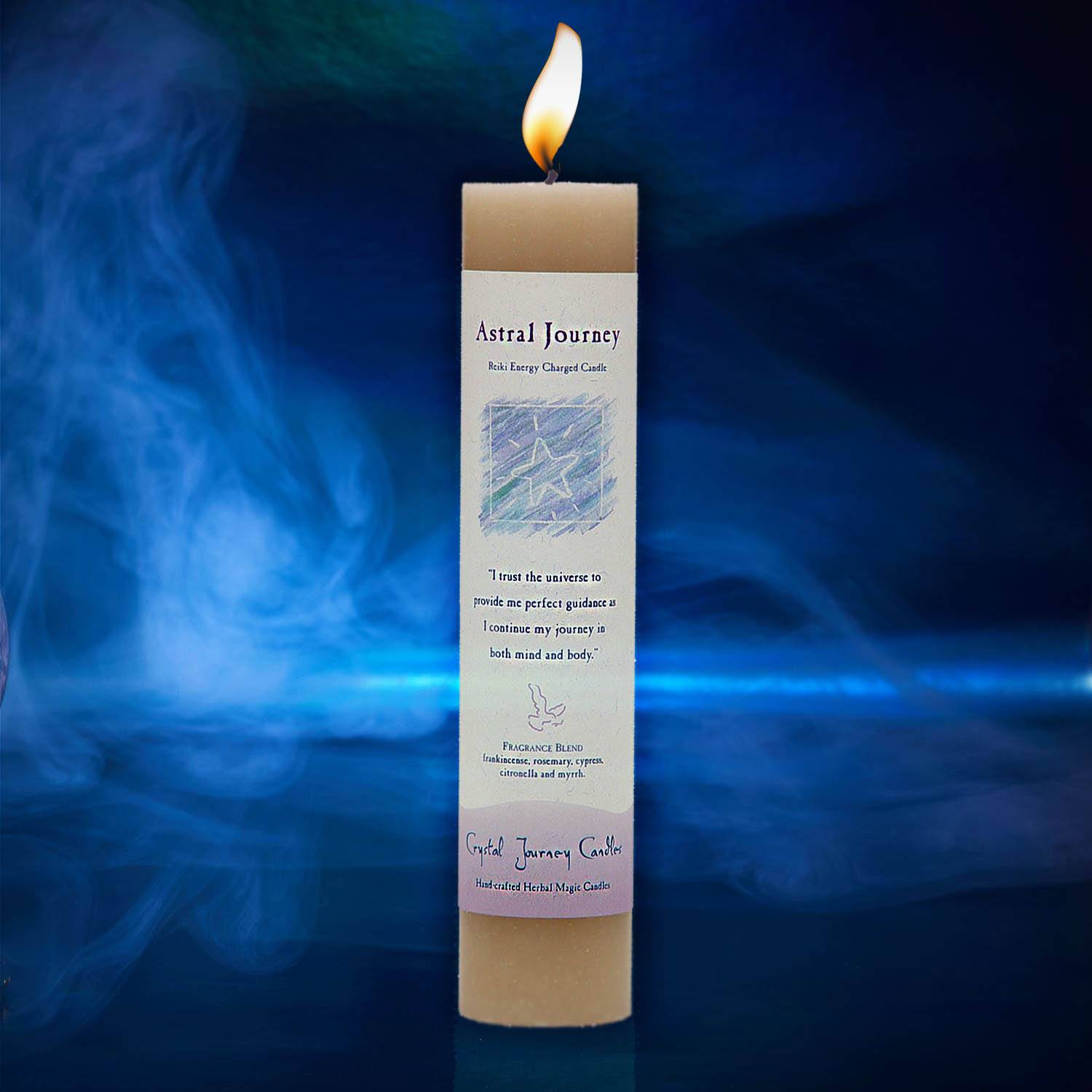 Crystal Journey Reiki Charged Herbal Magic Pillar Candle - Astral Journey Candles