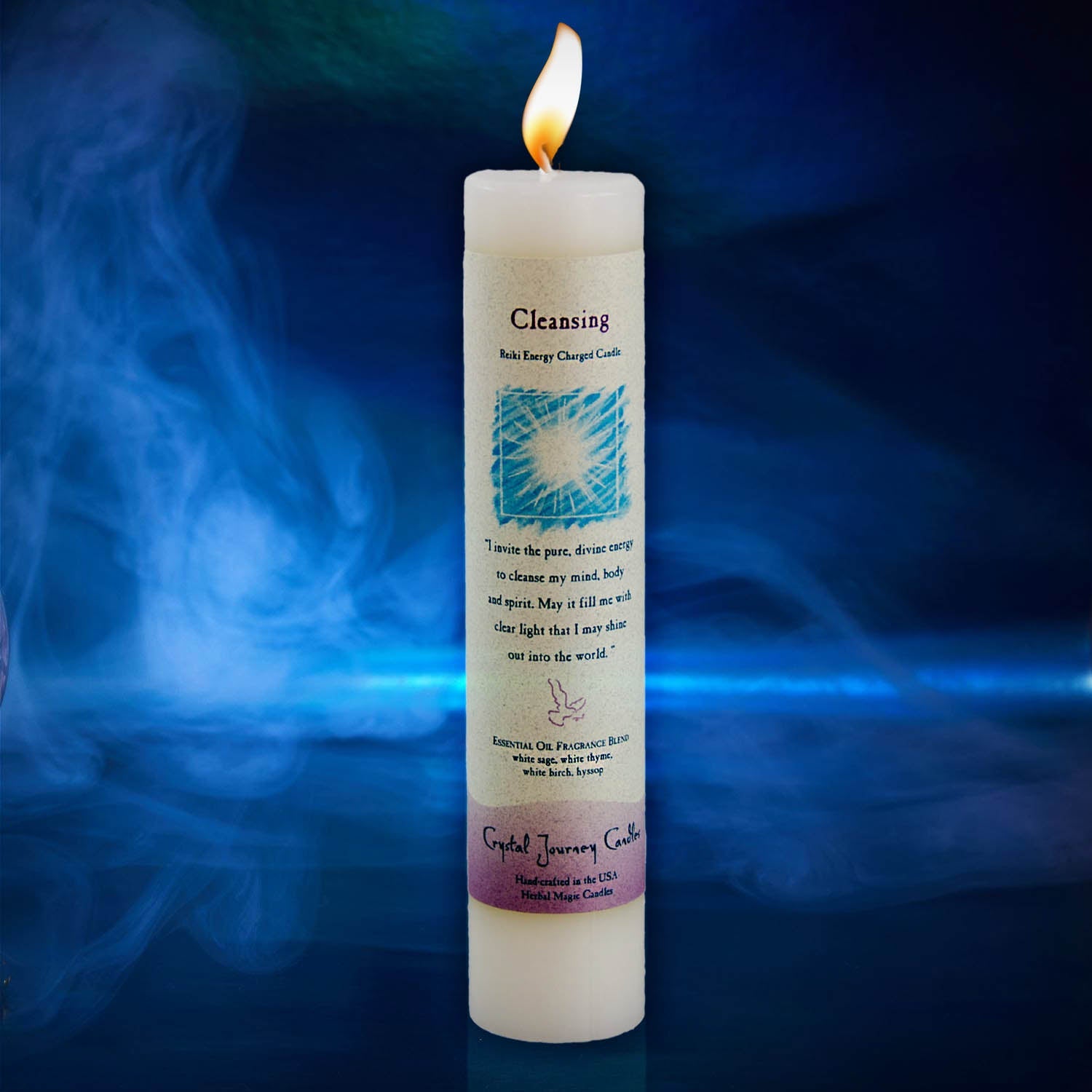 Crystal Journey Reiki Charged Herbal Magic Pillar Candle - Cleansing Candles