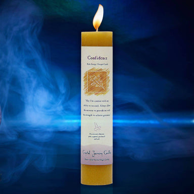 Crystal Journey Reiki Charged Herbal Magic Pillar Candle - Confidence Candles