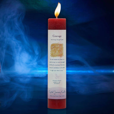 Crystal Journey Reiki Charged Herbal Magic Pillar Candle - Courage Candles