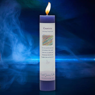 Crystal Journey Reiki Charged Herbal Magic Pillar Candle - Creativity Candles