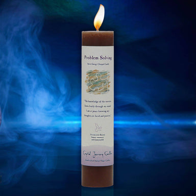 Crystal Journey Reiki Charged Herbal Magic Pillar Candle - Problem Solving Candles