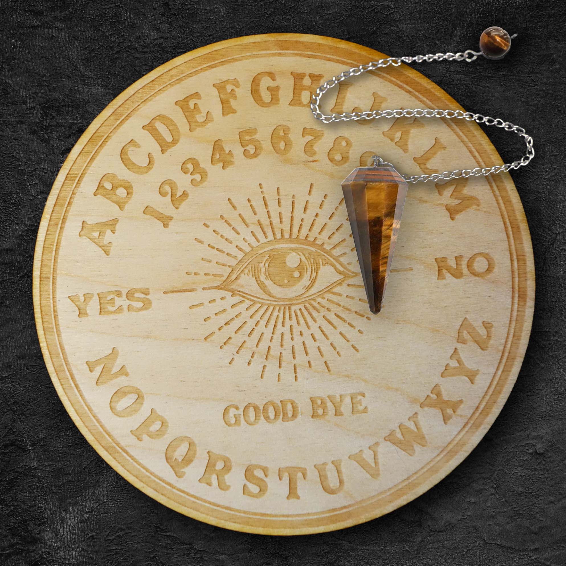 Classic Wooden Dowsing Kit with 8-inch Board and Crystal Pendulum Dowsing