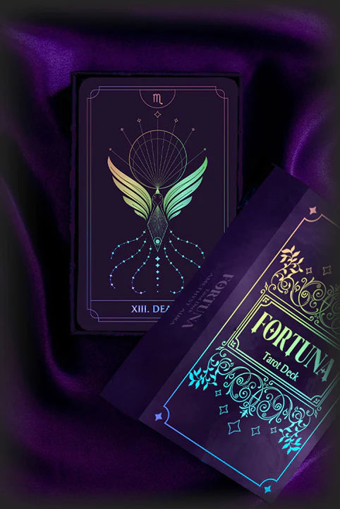 Fortuna Tarot Deck and Guidebook- Amethyst Aura Edition Tarot Kit