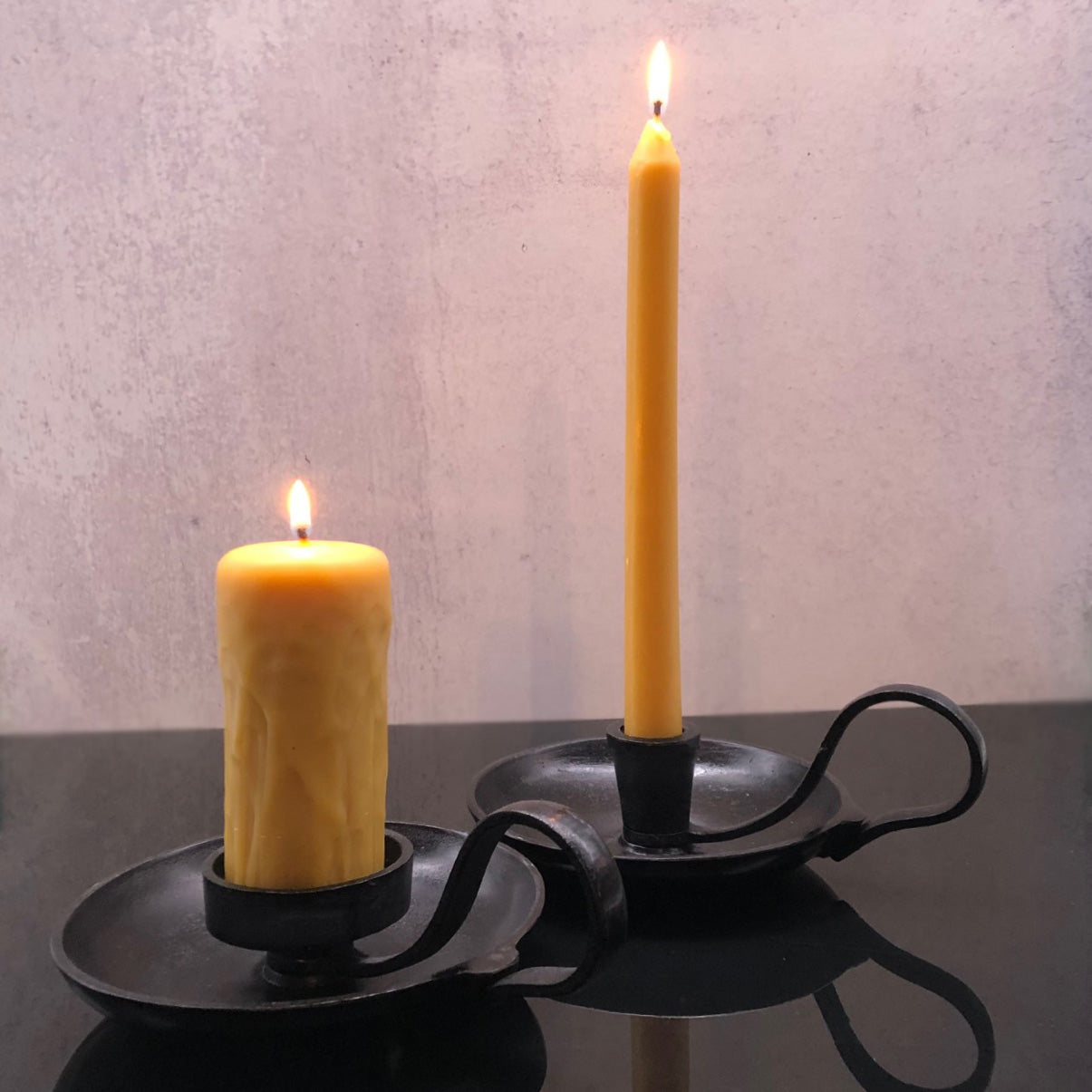 Hand forged black metal Candle Holder Candles
