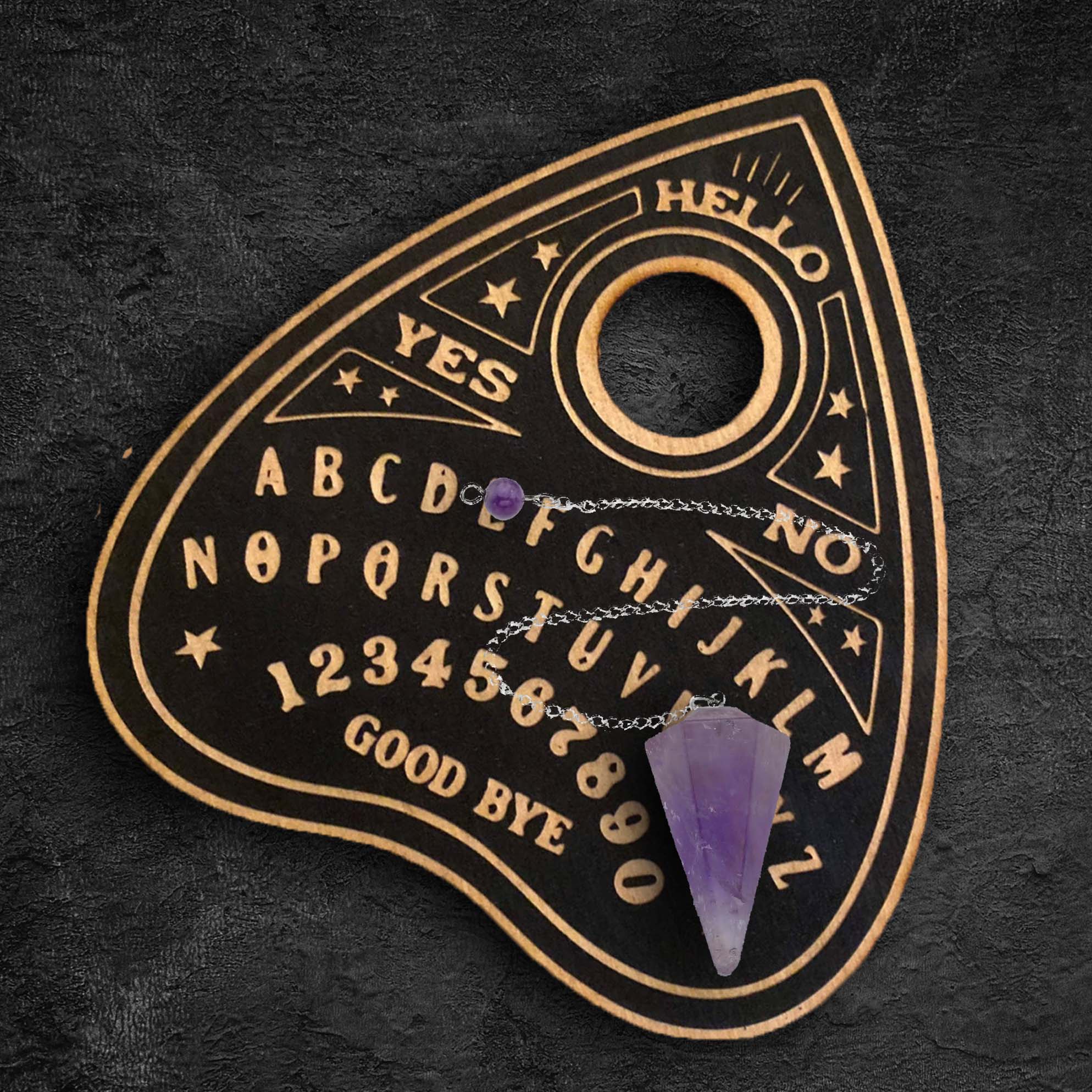 Planchette Wooden Dowsing Kit with 6-inch Board and Crystal Pendulum Dowsing