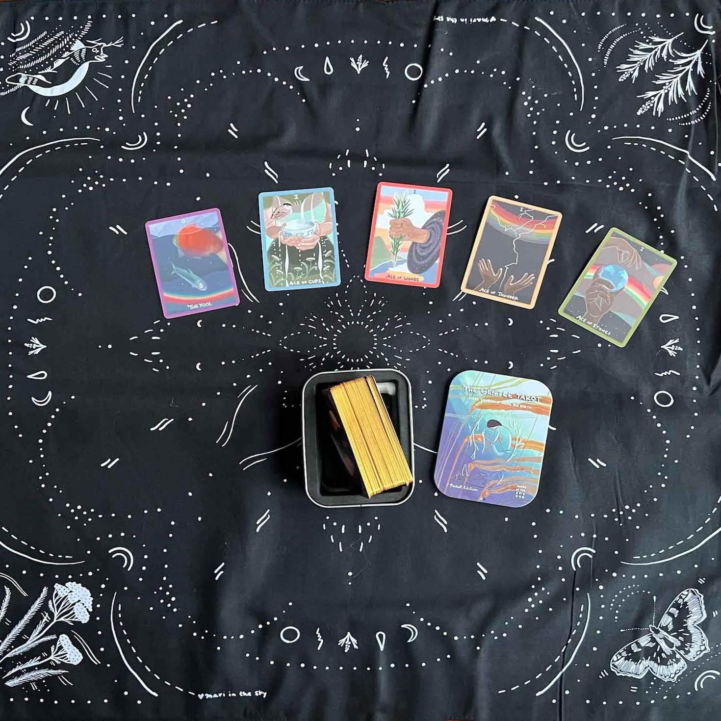 The Gentle Tarot in a Tin - Luxe edition with 24" Reading Cloth Tarot Cards