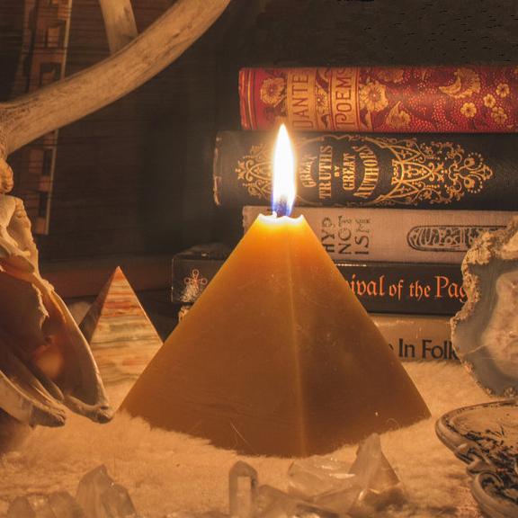 Mithras Seshet Pyramids- Beeswax Candles 3" X 3" Base Candles