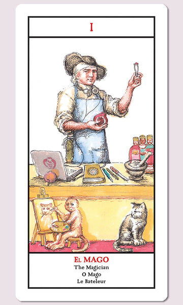 The Cat Magician, Tarot, El Mago, The Magician, Whimiscal Cat, Art, Art  Decor