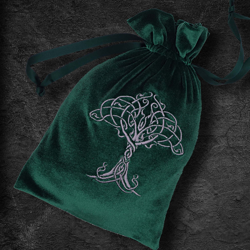 Tarot Bag with silver Tree of Life Bag