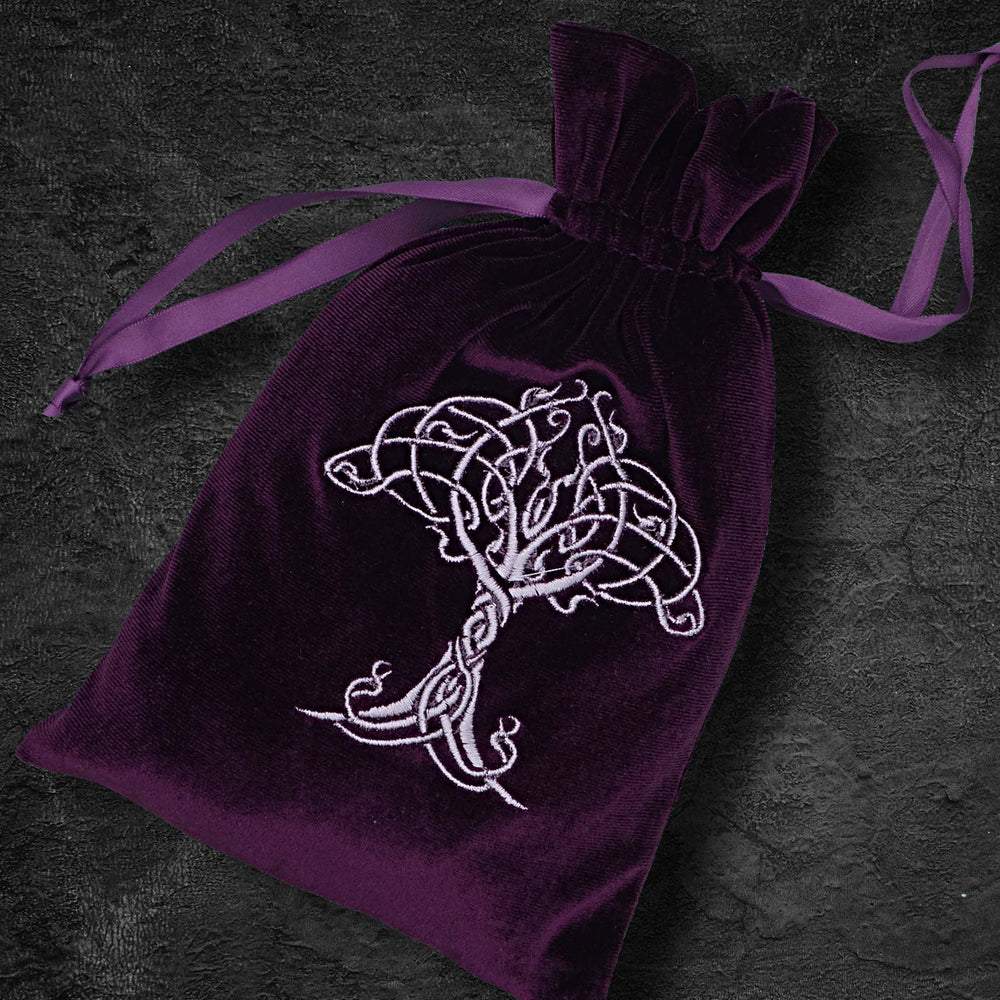 Tarot Bag with silver Tree of Life Bag