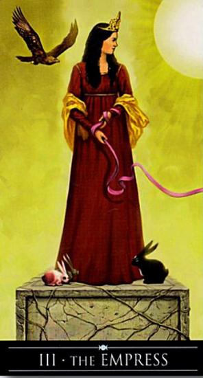 The Empress card from the Silver Witchcraft Tarot deck, featuring silver accents and lunar imagery